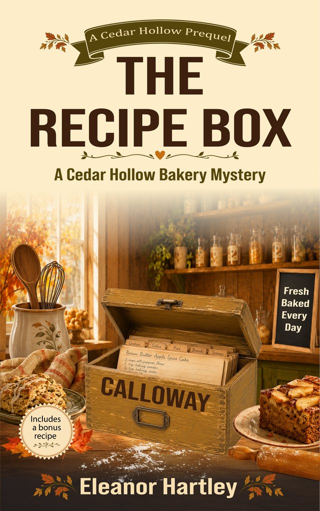 The Recipe Box, a Cedar Hollow Bakery Mystery prequel by Eleanor Hartley