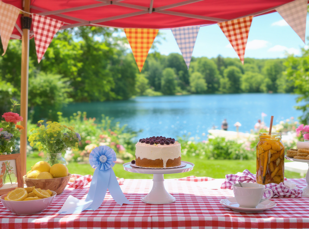 A small-town summer festival bake table