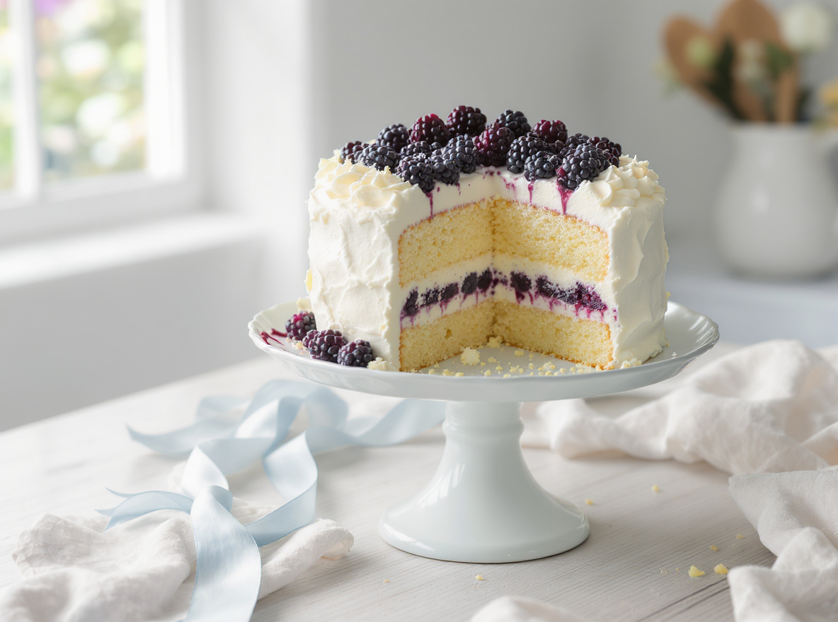 Lemon-blackberry ribbon cake